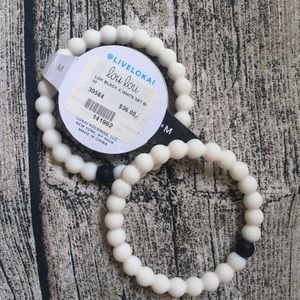 Set of two Live Lokai bracelets white beads